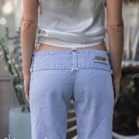 Blue Flared Boho Pants ∆ Denim Jeans ∆ Hippie ∆ Gypsy Flare ~ Chintamani Alchemi - Picture 4 of 11